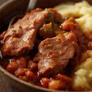 Bifanas à Portuguesa com Puré de Batata