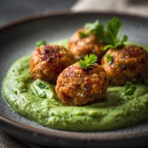 Almondegas de Cenoura e Quinoa com Puré de Brócolos