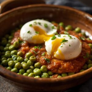 Ervilhas com Ovos Escalfados