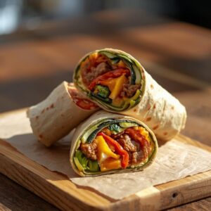 Wrap de Legumes Assados e "Carne" Vegetal